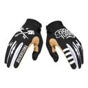 Guantes de ciclismo y motocross con estampado blanco de pistón y texto, con pulgar reforzado y puño acanalado en color negro 1