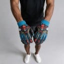 Guantes de ciclismo y motocross de dedos completos con estampado de calavera y esqueleto en todo el dorso y puño acanalado para bicicleta 6