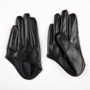 Guantes de cuero para mujer de media palma Tamaño universal Cuero sintético Poliéster Spandex Guantes cortos elegantes para un atuendo elegante 2