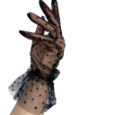 Guantes de encaje cortos para mujer con lunares y fruncidos, de poliéster transpirable, guantes de fiesta para ocasiones especiales 4