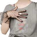Guantes de encaje cortos para mujer con lunares y fruncidos, de poliéster transpirable, guantes de fiesta para ocasiones especiales 11