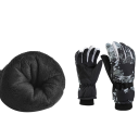 Guantes de esquí para hombre con patrón en blanco y negro, táctiles, tamaño universal, guantes deportivos acolchados, poliéster, guantes cálidos 3
