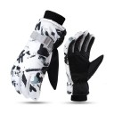 Guantes de esquí para mujer color blanco y negro Tamaño universal Guantes térmicos táctiles para actividades deportivas de invierno poliéster PU cuero 1