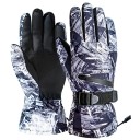 Guantes de invierno cálidos Guantes de esquí con cuero PU Guantes de nieve para hombres y mujeres Guantes de esquí y snowboard Guantes de esquí con soporte de pantalla táctil 2