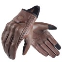 Guantes de moto de cuero retro para hombre y mujer, marrones, para todas las estaciones, resistentes al tacto, antideslizantes. 3
