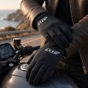 Guantes de motocicleta de dedos completos con puño sobre la muñeca en color negro con estampado blanco para conducir motocicletas tamaño universal 3