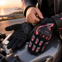 Guantes de motocicleta de malla y transpirables táctiles de dedos completos con protectores de nudillos y palma de poliéster y algodón 10