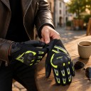 Guantes de motocicleta de malla y transpirables táctiles de dedos completos con protectores de nudillos y palma de poliéster y algodón 7