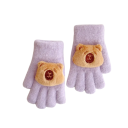 Guantes de peluche para niños tamaño universal Guantes cálidos con diseño de capibara de algodón para uso invernal 4