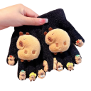 Guantes de peluche para niños tamaño universal Guantes cálidos con diseño en relieve de capibara de algodón para uso invernal 3