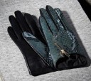 Guantes de piel para mujer con estampado de piel de serpiente 4