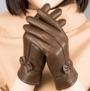 Guantes de piel para mujer con lazo 8