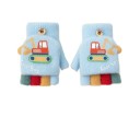 Guantes de punto para niños con parte superior abatible y motivo de excavadora, material acrílico, edad de 2 a 5 años, guantes de invierno 6