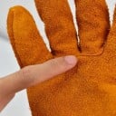 Guantes de trabajo de cuero de vaca 25 × 12 cm, amarillento marrón, térmicamente aislantes y resistentes al fuego, resistentes a cortes 10