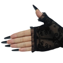 Guantes largos de encaje para mujer sin dedos transpirables de 40 cm de elastano y poliéster negros guantes elegantes para ocasiones sociales 2