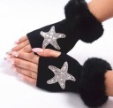 Guantes sin dedos de mujer con pedrería 10