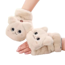 Guanti a palmo in peluche da donna taglia universale Guanti invernali caldi con motivo di gatti in poliestere per giorni freddi 5