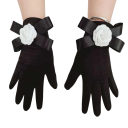 Guanti da donna in maglia touch con fiocco taglia universale Guanti invernali eleganti in poliestere ed elastan per donne 4