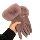 Guanti da donna in maglia touch universale Caldi guanti invernali in cotone e poliestere per uso quotidiano 2