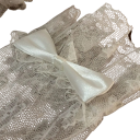 Guanti da donna in pizzo a dita intere con fiocco corti con arricciatura in poliestere traspirante bianchi guanti da cerimonia per eventi festivi 2