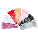 Guanti da donna in pizzo corti a dita intere con arricciatura in poliestere traspirante guanti da cerimonia per occasioni festive e formali 7