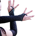 Guanti da donna lunghi senza dita con paillettes in poliestere traspirante guanti eleganti per occasioni festive e danzanti 3