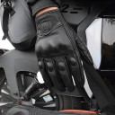 Guanti da moto a dita intere con protezioni per le nocche e palmo imbottito in pelle con superficie liscia nera per la guida in moto 6