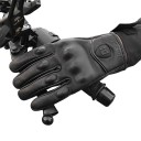 Guanti da moto a dita intere con protezioni per le nocche e palmo imbottito in pelle con superficie liscia nera per la guida in moto 7