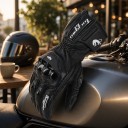 Guanti da moto e motocross in pelle resistenti al vento e touch con protezioni per nocche e dita e palmo rinforzato per strada 2