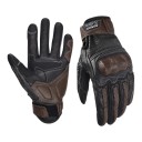 Guanti da moto in pelle a dita intere con perforazione e protezione delle nocche con palmo rinforzato e chiusura in velcro al polso 1