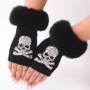 Guanti senza dita da donna con strass 1