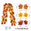 Guirlande automnale artificielle 1,75 m Décoration avec des feuilles pour Halloween, mariages et festivals Décoration pour tables, portes, rampes ou cheminées 2