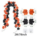 Guirnalda artificial de otoño de 2 m con hojas naranjas y negras para Halloween y decoración de bodas. Decoración para puerta, mesa, barandilla 2