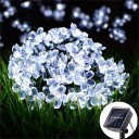 Guirnalda de luces solares de 12 m y 100 LED en color blanco frío con efecto flor de cerezo para decoración exterior, iluminación solar para jardín 2