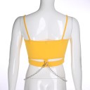 Gul crop top för kvinnor med tryck 5