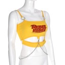 Gul crop top för kvinnor med tryck 6