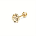 Guldfarvet piercing rose 6,5 mm i kirurgisk rustfrit stål Elegant kropspynt med delikat blomstermotiv 1