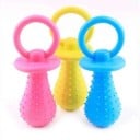 Gummihundespielzeug in Form eines Schnullers mit Massagepunkten für Training, Kauen und Zahnreinigung 9,5 cm zufällige Farbe rosa, blau, gelb 2