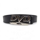 Gürtel mit dekorativer Schnalle DVD Länge 105 cm Breite 2,8 cm Kunstleder Polyurethan Aluminium Schnalle Schwarz mit silberner Schnalle Für Jeans 1