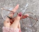 Γυαλιά κατά του μπλε φωτός για εργασία στον υπολογιστή Πολυγωνικοί φακοί σε λεπτό μεταλλικό σκελετό Γέφυρες και βραχίονες με διαφανείς άκρες 5
