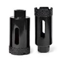 Gyémántfúró korona 80 mm M10 menettel szögletes csiszolóhoz Forrasztott gyémánt Fekete Száraz fúrás járólapba, márványba, gránitba és üvegbe 3