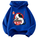 Gyerek kapucnis pulóver japán stílusban macska mintával, fejre húzható, hosszú ujjú, bordás szegéllyel fiúknak és lányoknak 4