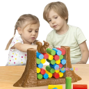 Gyermek balanctábla játék "Mentsd meg a mókust a toronyból" - szórakoztató puzzle gyerekeknek, a játékelemek mérete 15 x 15 cm, 2 játékos számára 2