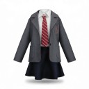 Gyermek iskolai egyenruha jelmez Szakó címerrel Ing Nyakkendő és szoknya Poliészter Szürke, fehér, piros és sötétkék Karneválra és színházra 1
