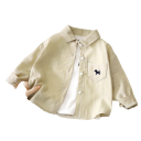 Gyermek pamut ing hosszú ujjú gallérral Kutyás hímzett zseb Unisex ing lányoknak és fiúknak Szabad szabás 6