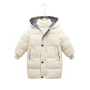 Gyermek téli dzseki cipzárral és kapucnival, patentokkal Meleg pamut-poliészter kabát fiúk és lányok számára Kényelmes téli ruházat 4
