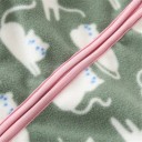 Gyermek téli kabát magas gallérral Meleg unisex kabát cipzárral Zöld plüss kabát zsebekkel Kényelmes téli kabát macskás mintával gyerekeknek 5