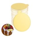Gyldne papirtallerkener til desserter 100 stk Runde underlag med håndtag til kager og desserter Diameter ca. 8 cm Til servering og transport 5