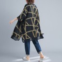 Γυναικεία ανοιξιάτικη ζακέτα oversized Μακριά ελεύθερη γραμμή Φαρδιά μανίκια Γεωμετρικό σχέδιο Διάφανα τελειώματα Κλείσιμο με φερμουάρ 5