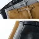 Γυναικεία ασύμμετρη φούστα από τεχνητό δέρμα Α-γραμμή με λοξό κόψιμο και επενδεδυμένο μπροστινό μέρος Μήκος πάνω από το γόνατο Ελαφρώς 6